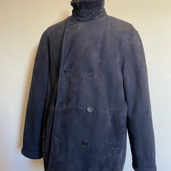 Polo Ralph Lauren Vintage Double Breasted Shearling Ranch Coat in Navy Size XL - Picture 6 of 9